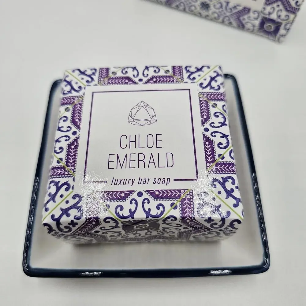 Chloe‎ Emerald Emery Soap Dish Set, Fresh Linen Scent, New In Box
